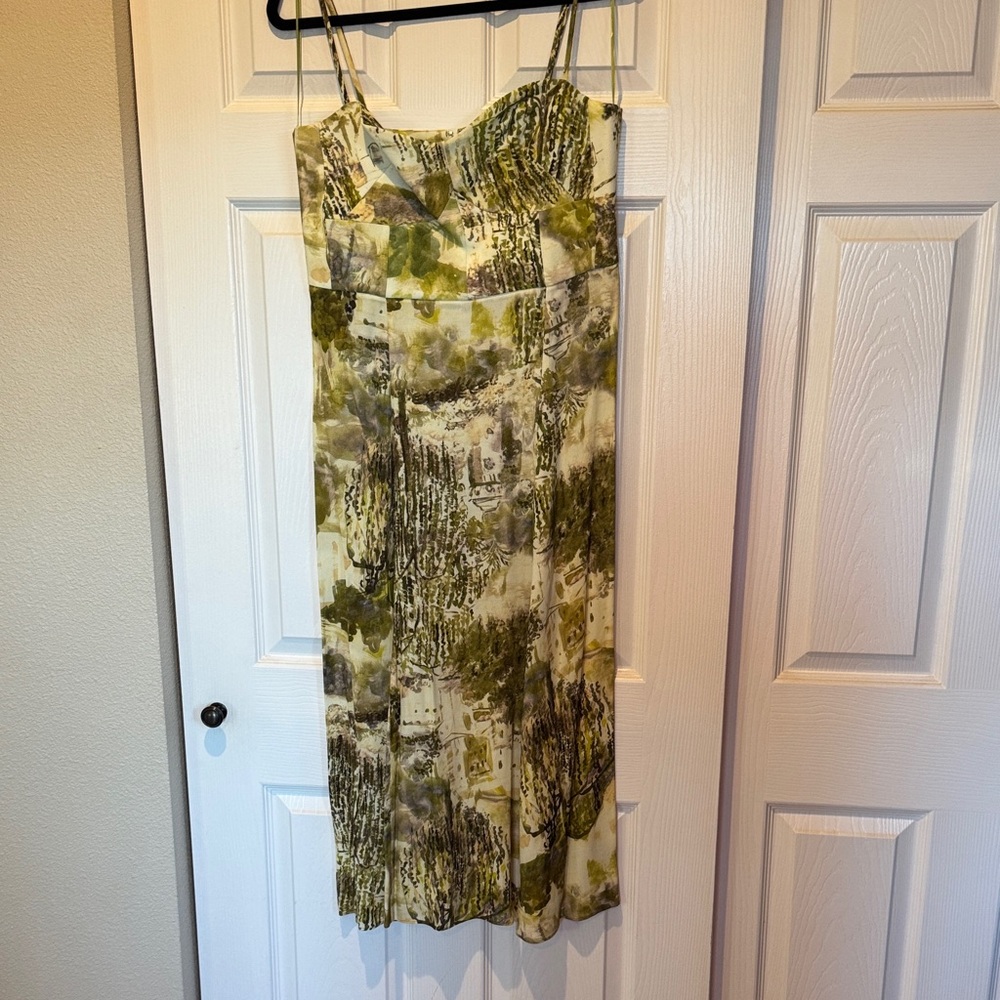 Zara Olive Green Scenic Midi Dress